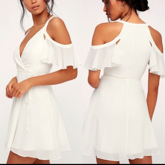 lulus bombshell off the shoulder wrap dress - Picture 1 of 4